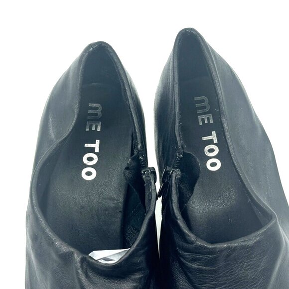 me too Fremont Leather Cuffed Ankle Bootie Spool Heel Shoe, Women's 9M, Black - Picture 6 of 10